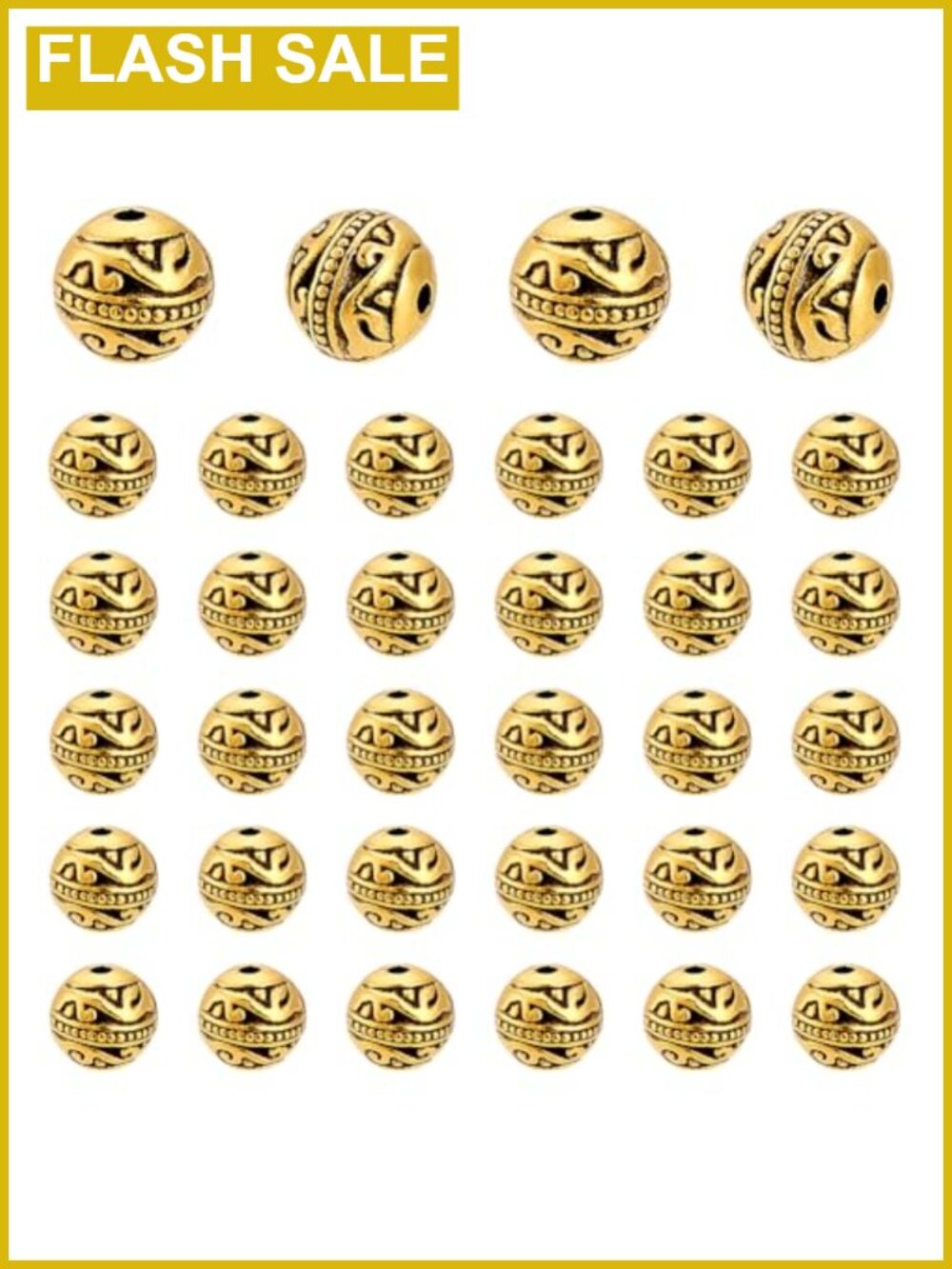 80pcs Alloy Round Spacer Beads 8mm Tibetan Style Loose Beads for Bracelet